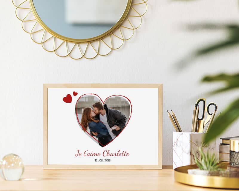 Affiche personnalisable avec son cadre en bois - Coeur photo