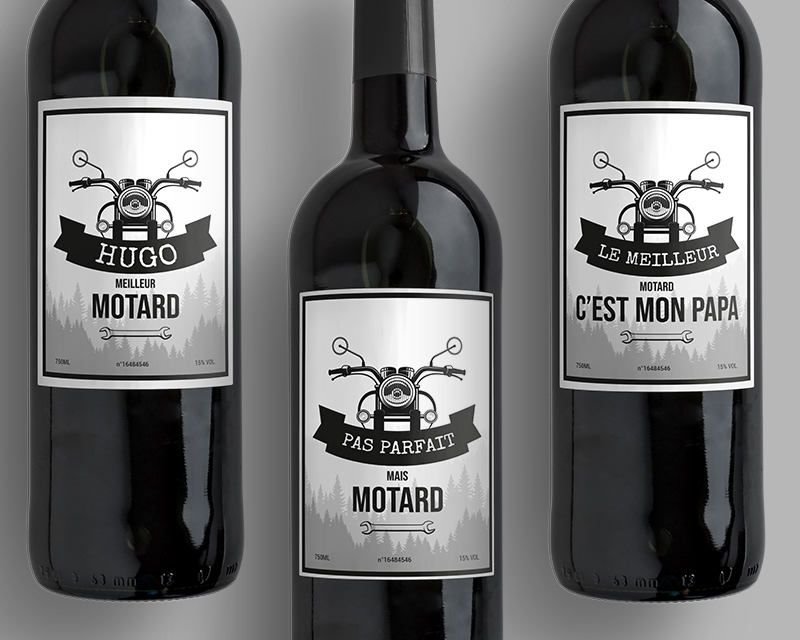 Bouteilles de vin de Bordeaux personnalisables - Motard