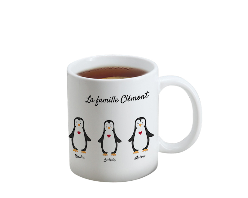 Mug personnalisé - Famille pingouins