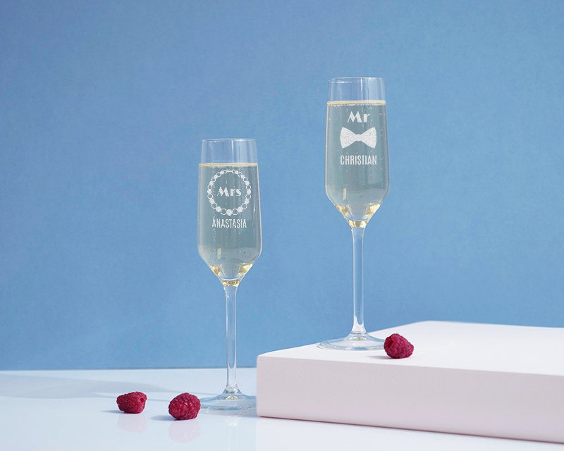 Lot de 2 Flûtes à Champagne Personnalisables - Mr. & Mrs.