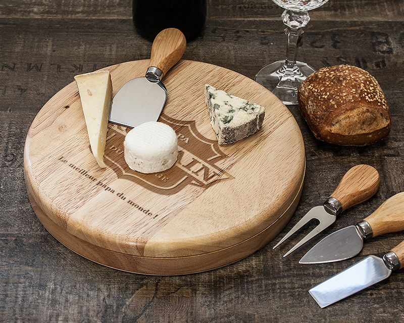 Plateau à fromages et ses 4 couteaux - Papa le Roi du Fromage