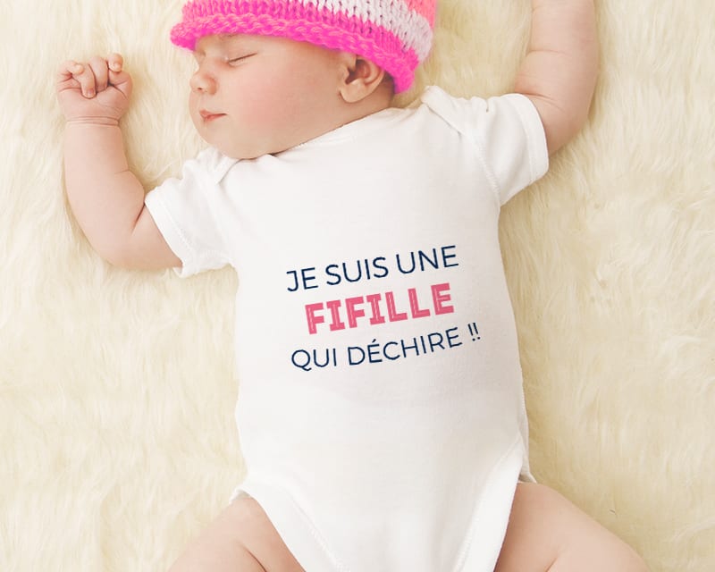Body personnalisé pour bébé - Collection 'Je déchire' - Modèle Rose