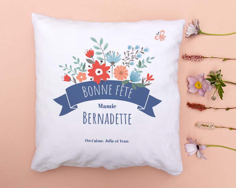 Coussin personnalisé - Mamie fleurie