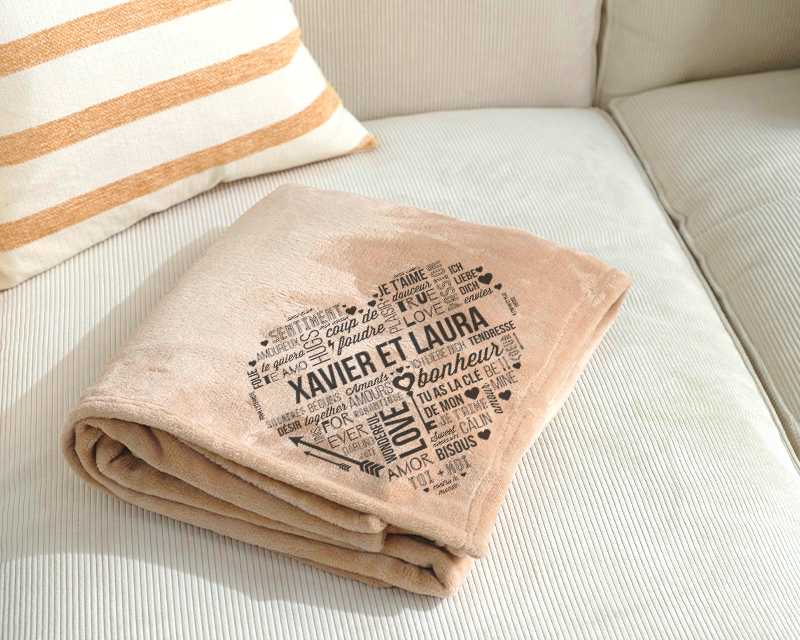 Maxi plaid doux personnalisable - Mots d'amour