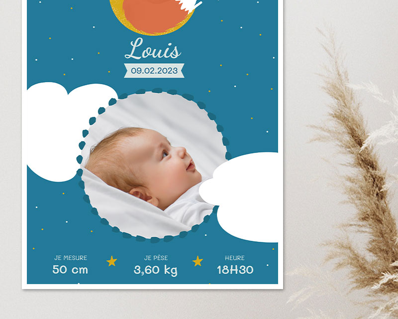 Affiche de naissance personnalisée - Renard