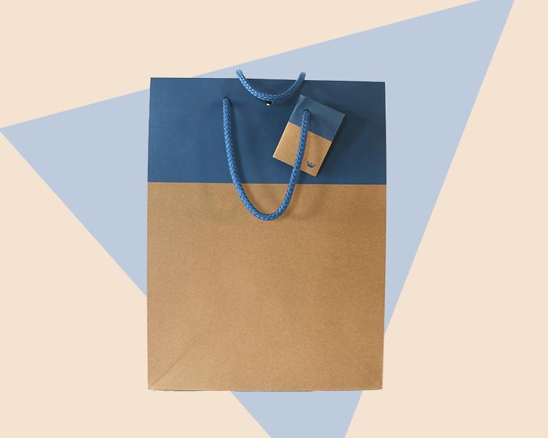 Sac Cadeau - Bicolore bleu et carton
