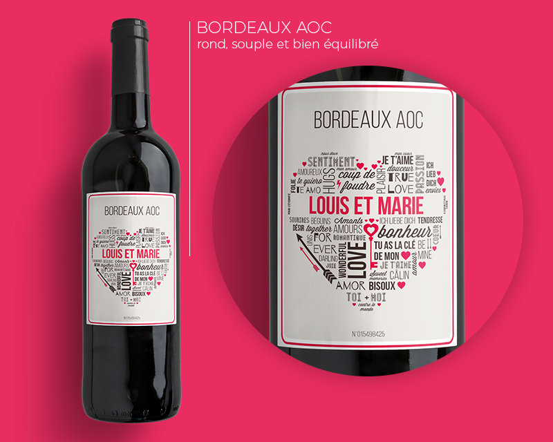 Bouteilles de Vins mots d'Amour