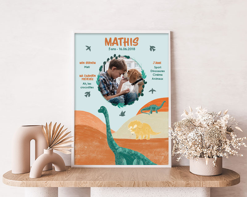 Affiche anniversaire enfant personnalisée - Dinosaure