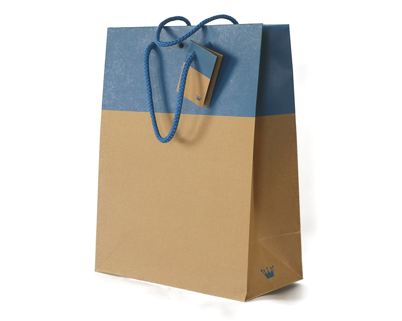 Sac Cadeau - Bicolore bleu et carton