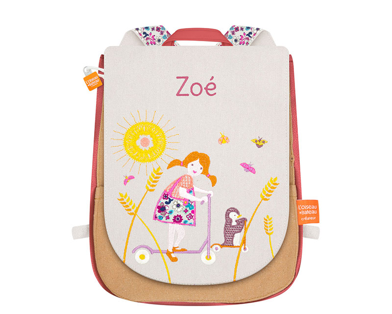 Sac à dos pour enfant personnalisé - La fille et la trottinette