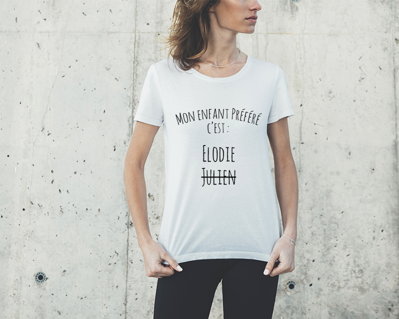T-shirt blanc Femme Personnalisable - Mon enfant préféré