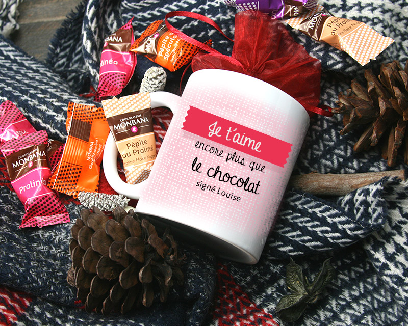 Mug Je t'aime et ses chocolats Monbana