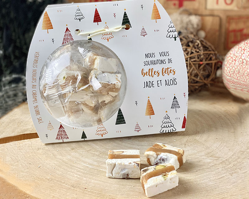 Ballotin de nougat au caramel beurre salé Personnalisable - Noël 