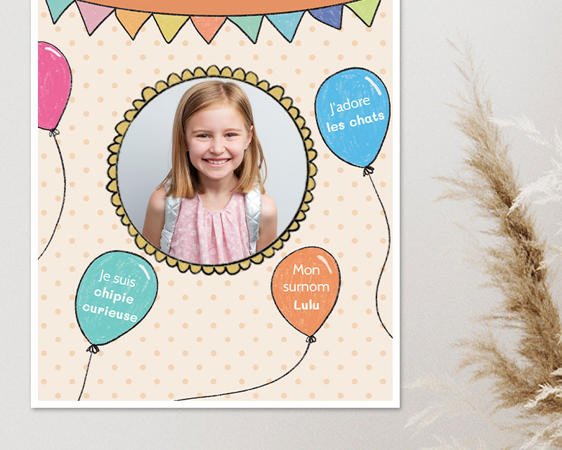 Affiche anniversaire enfant personnalisée - Ballons