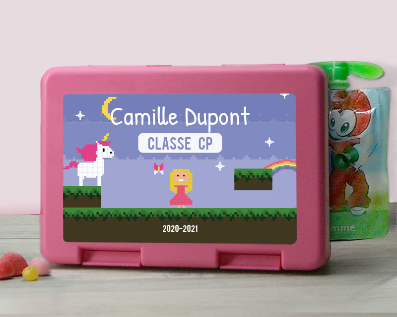 Boîte à goûter personnalisable - Jeux Vidéo Rétro - Version Fille