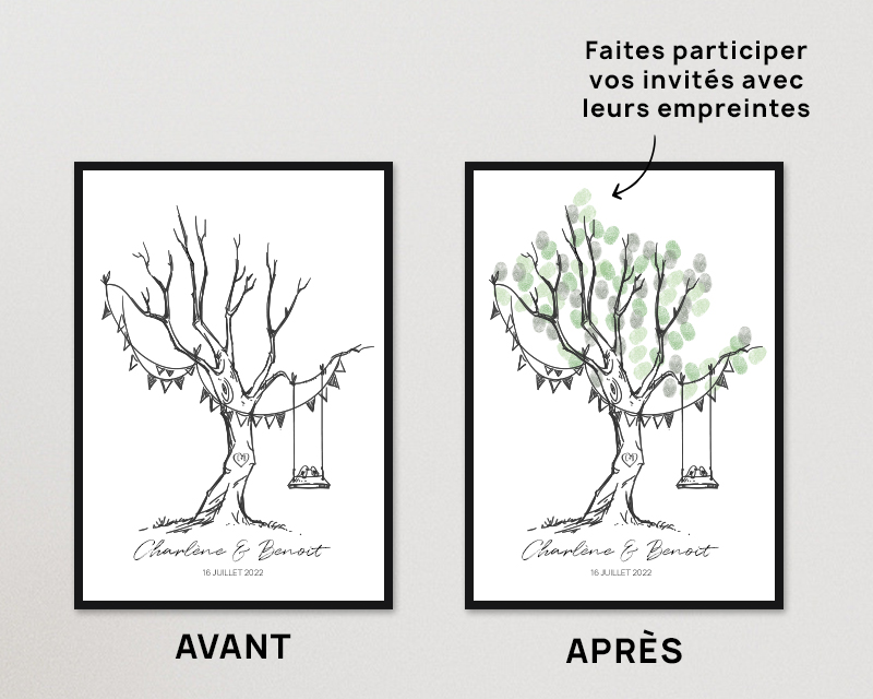 Affiche arbre à empreintes - Mariage