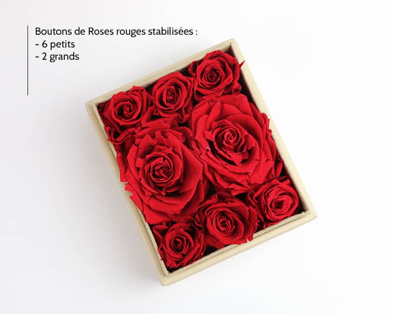 Boîte à Bijoux Crème Personnalisable et ses Roses Rouges Éternelles