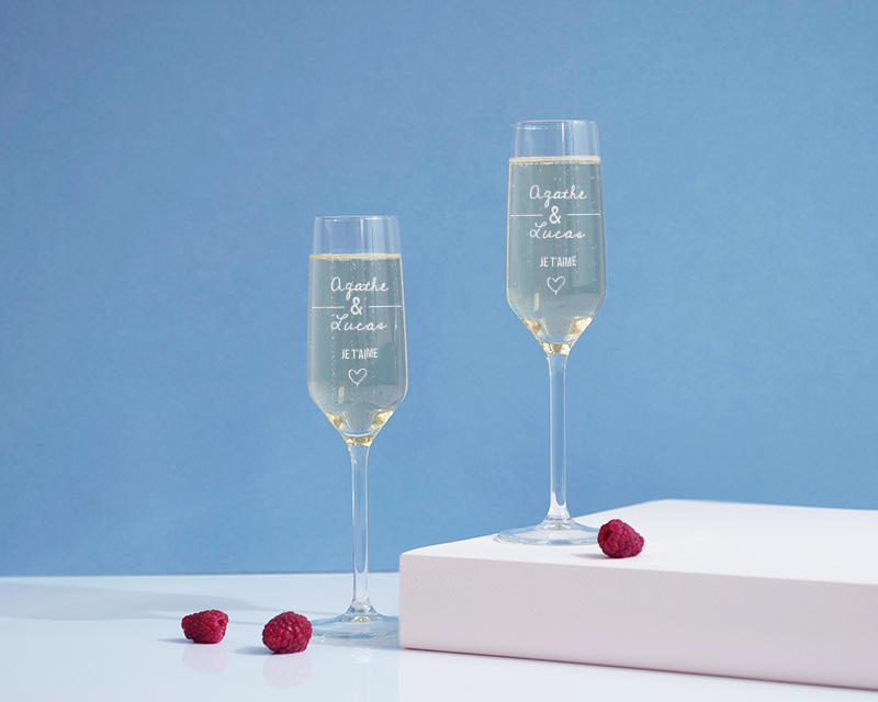 Lot de 2 Flûtes à Champagne Personnalisables  - Jour de rencontre
