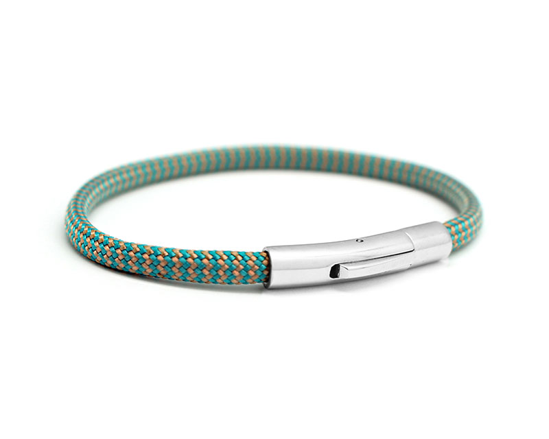 Bracelet personnalisé pour homme - cordon aquamarine