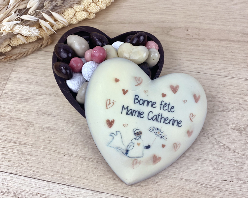 Coeur tout chocolat personnalisé - Bonne Fête Mamie