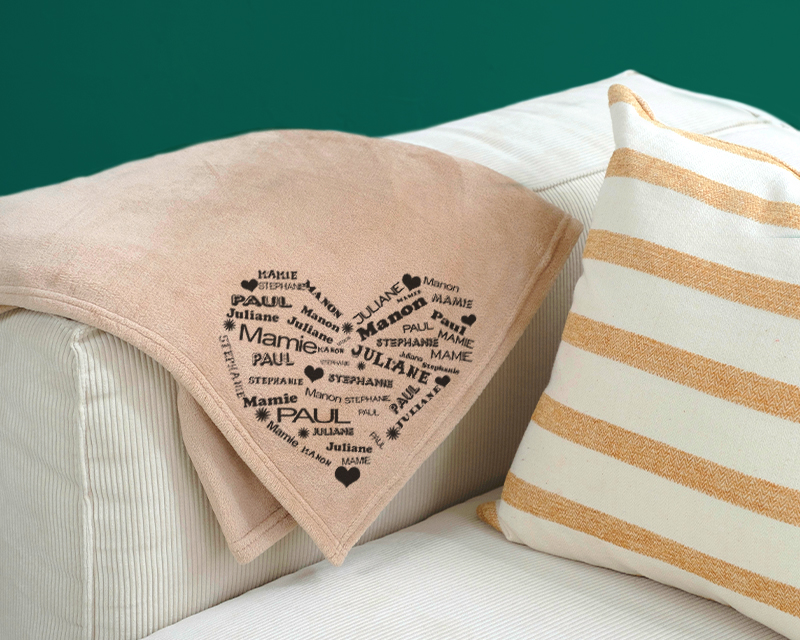 Maxi plaid doux personnalisable Coeur Famille