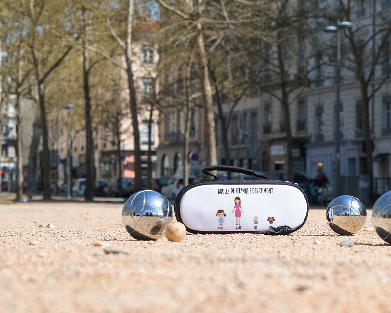 Sacoche de Pétanque personnalisable avec option Triplette de boules de pétanque - Family Circus