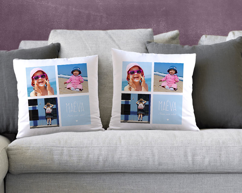 Coussin personnalisé photo - Message en 3 photos