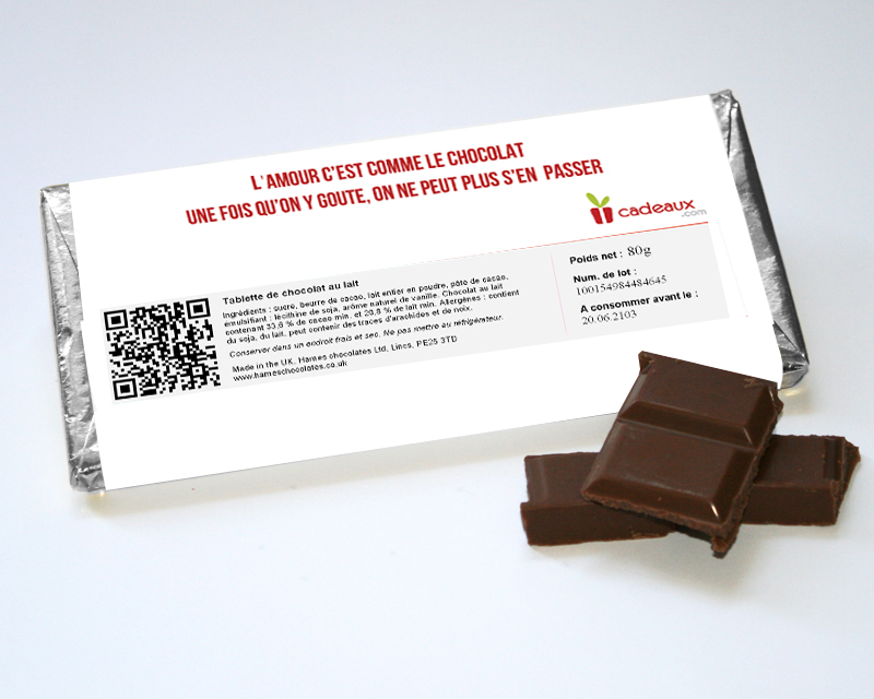 Tablette de chocolat Cupidon