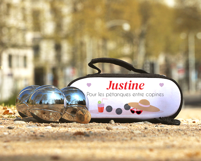 Sacoche de Pétanque personnalisable avec option Triplette de boules de pétanque - Entre Copines