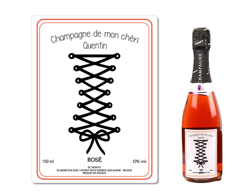 Bouteille de Champagne Brut ou Rosé personnalisable - Corset