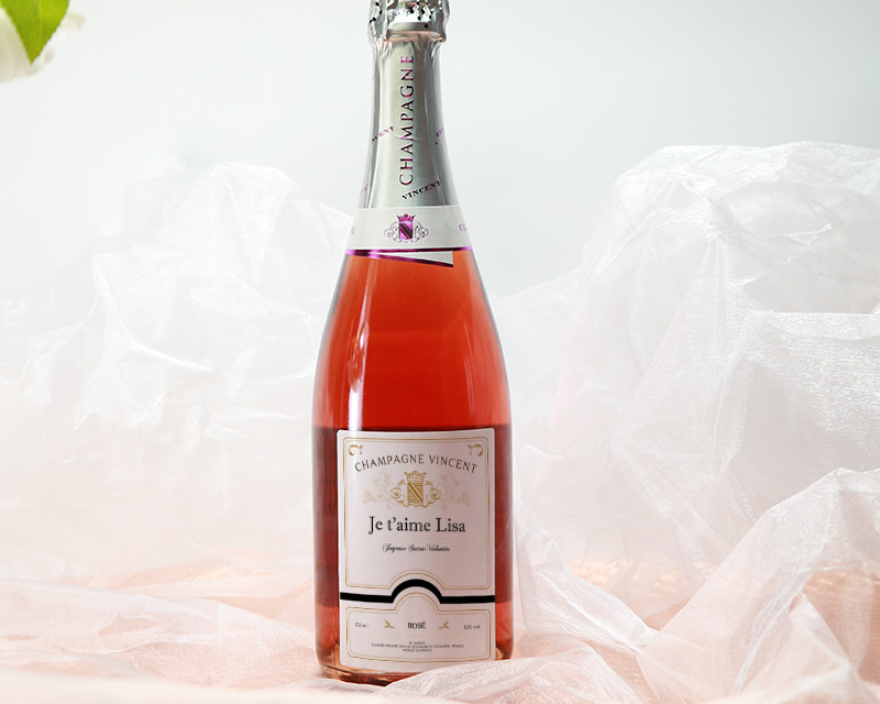 DUO Ballon cœur hélium et Champagne Rosé Personnalisable