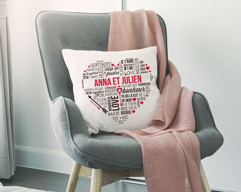 Coussin personnalisé - Mots d'amour