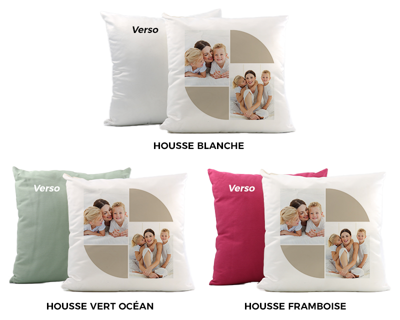 Coussin personnalisé photo - 2 Photos Beige