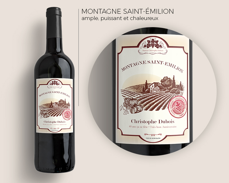 Coffret du sommelier et sa bouteille de vin de Bordeaux personnalisable