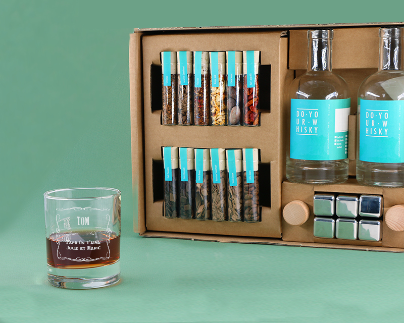 Kit de fabrication de whisky et son verre personnalisé