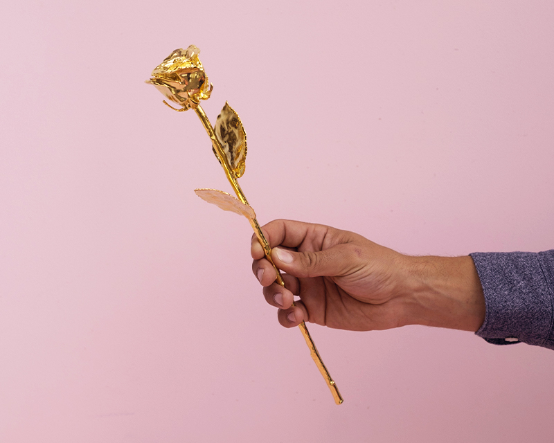 Grande rose en or (36 cm) 24 carats dans son écrin personnalisé