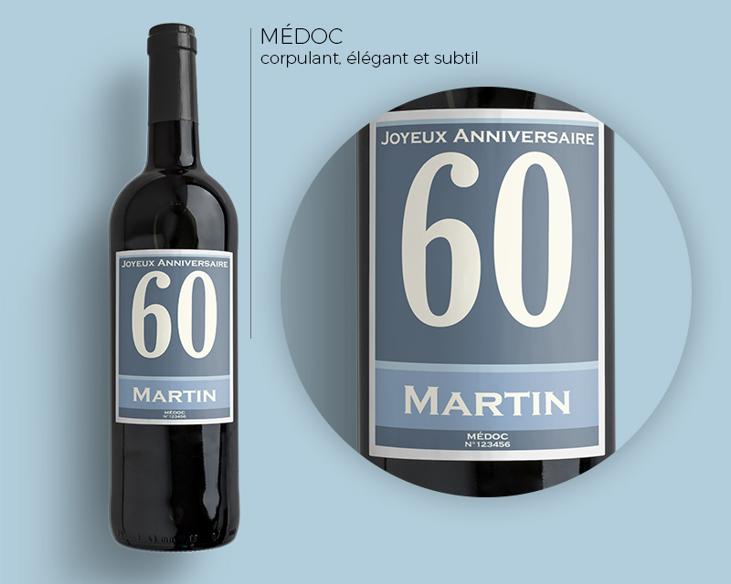Bouteilles de vin de Bordeaux Anniversaire