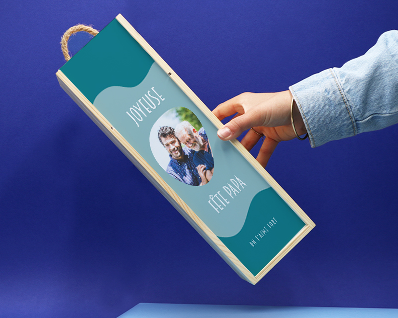 Coffret vin personnalisé photo et bouteille de vin pour Papa