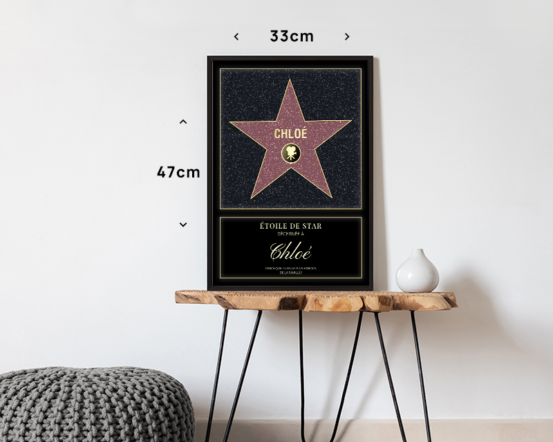 Étoile de Star personnalisée dans son cadre en bois
