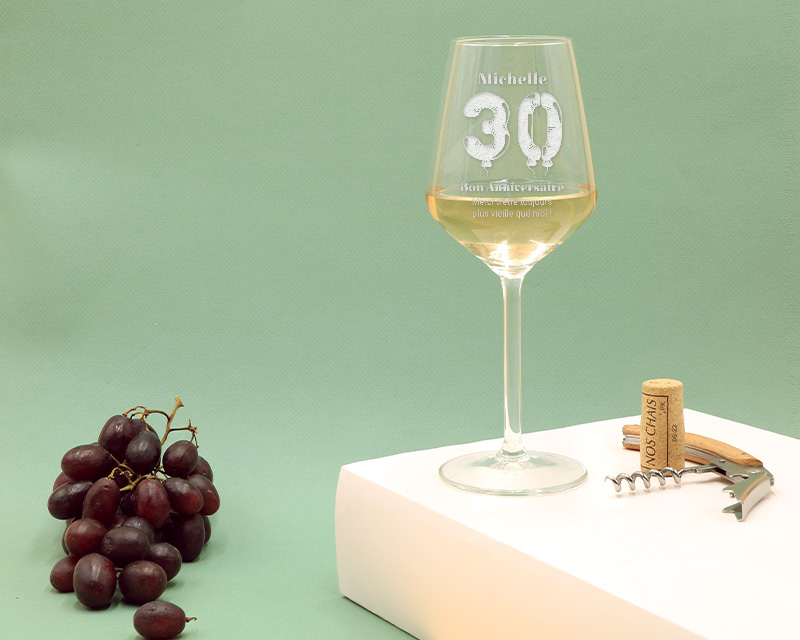 Verre à vin personnalisé - Ballons d'anniversaire
