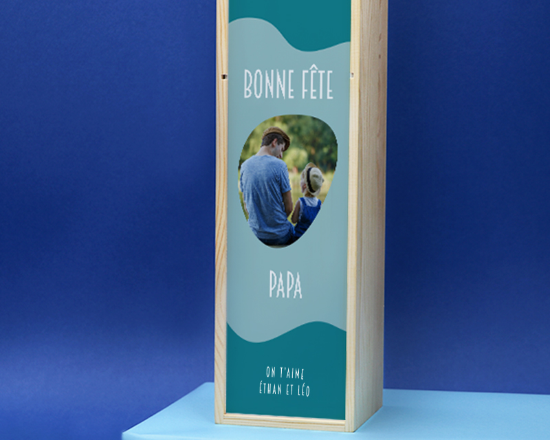Coffret vin personnalisé photo et bouteille de vin pour Papa