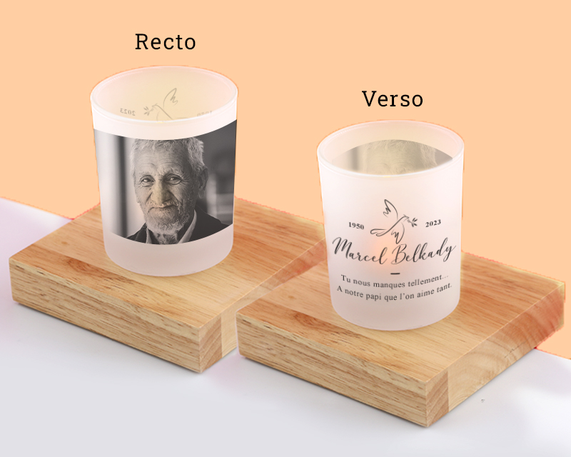 Photophore en verre personnalisé avec photo - Deuil