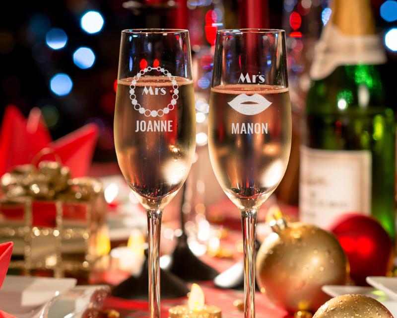 Lot de 2 Flûtes à Champagne Personnalisables - Mr. & Mrs.