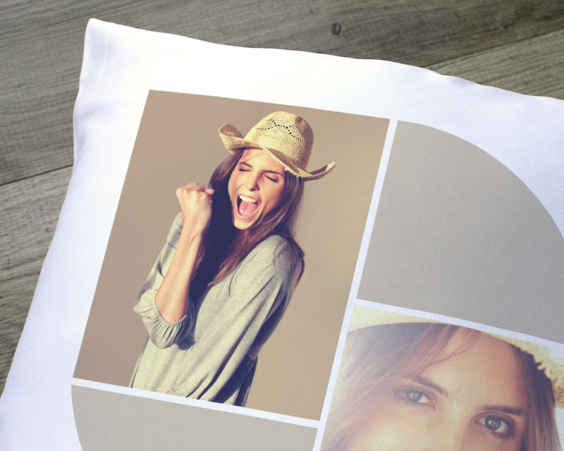Coussin personnalisé photo - 2 Photos Beige