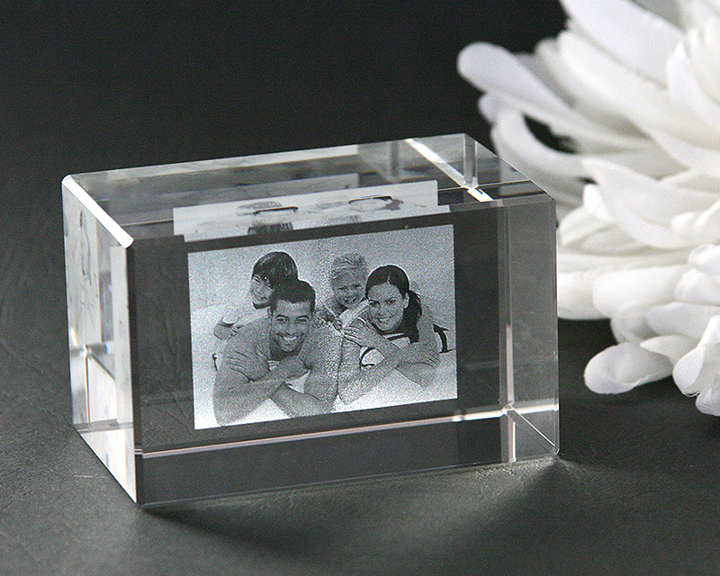Presse papier en verre gravé Photo