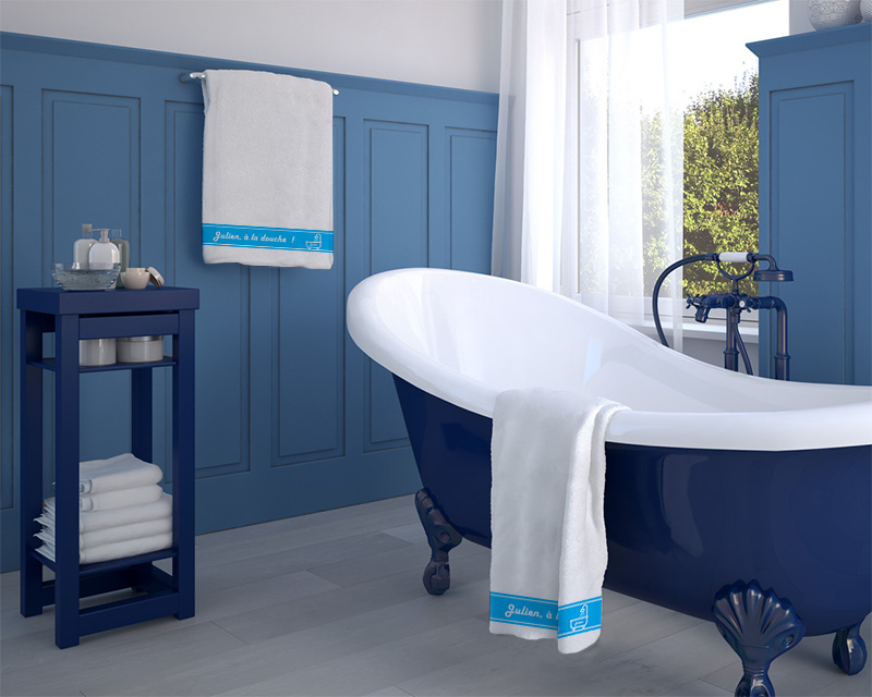 Serviette A la douche Bleue
