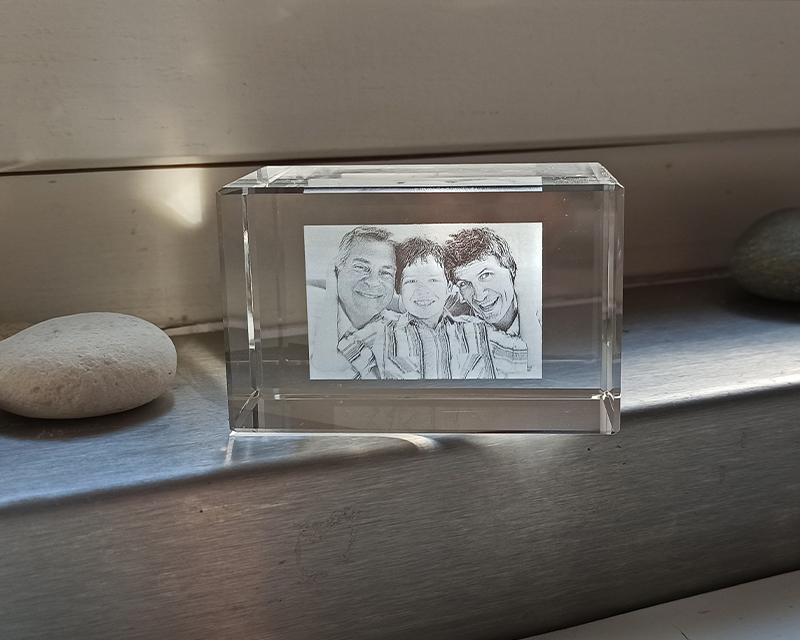 Presse papier en verre gravé Photo