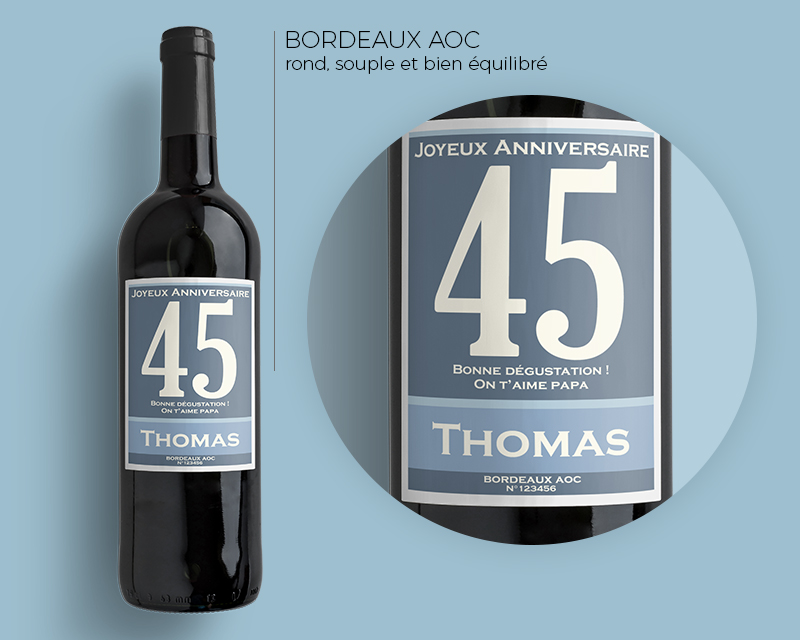 Bouteilles de vin de Bordeaux Anniversaire