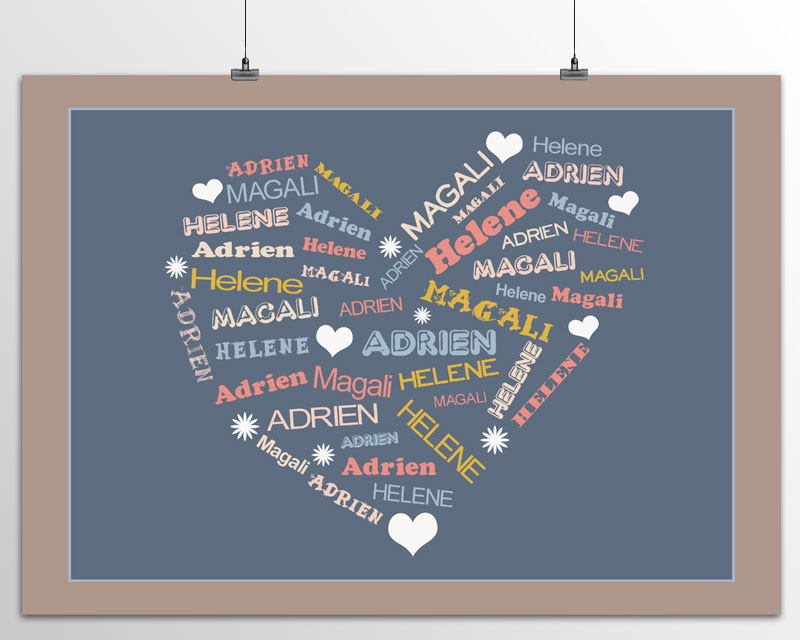 Affiche Coeur Famille Brown