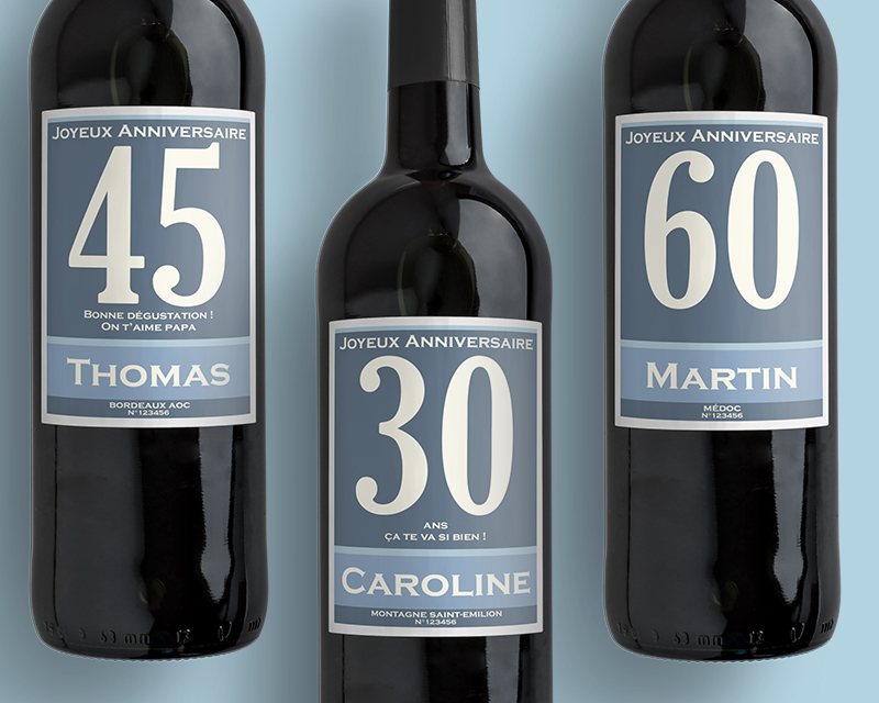 Bouteilles de vin de Bordeaux Anniversaire